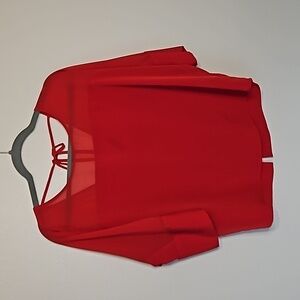EXPRESS bright red tie back vneck flowy blouse EUC Size tag missing